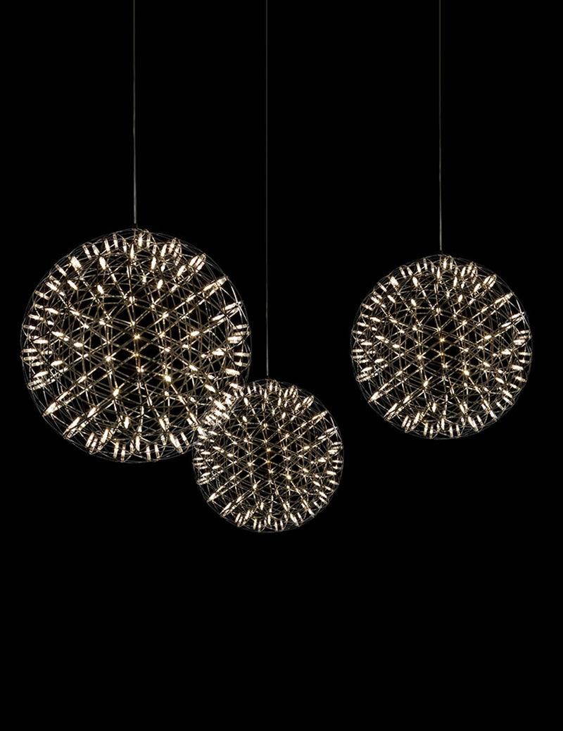 Modern Gold LED Spark Ball Pendant Light Spherical Fireworks Chandelier for Modern Interiors