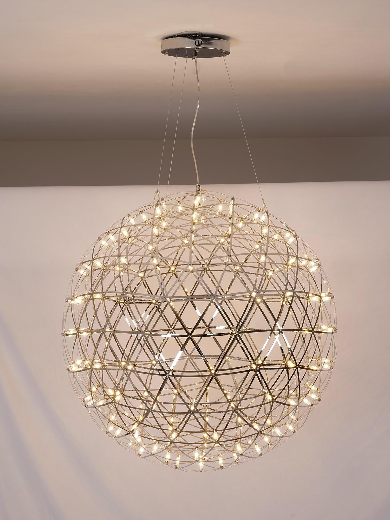 Modern Gold LED Spark Ball Pendant Light Spherical Fireworks Chandelier for Modern Interiors