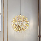Modern Gold LED Spark Ball Pendant Light Spherical Fireworks Chandelier for Modern Interiors
