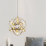 Modern Gold LED Spark Ball Pendant Light Spherical Fireworks Chandelier for Modern Interiors