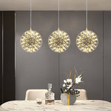 Modern Gold LED Spark Ball Pendant Light Spherical Fireworks Chandelier for Modern Interiors