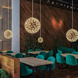 Modern Gold LED Spark Ball Pendant Light Spherical Fireworks Chandelier for Modern Interiors