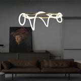 Modern Gold LED Strip Chandelier Adjustable DIY Metal Pendant Light for Living Room and Bedroom