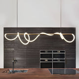 Modern Gold LED Strip Chandelier Adjustable DIY Metal Pendant Light for Living Room and Bedroom