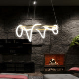 Modern Gold LED Strip Chandelier Adjustable DIY Metal Pendant Light for Living Room and Bedroom