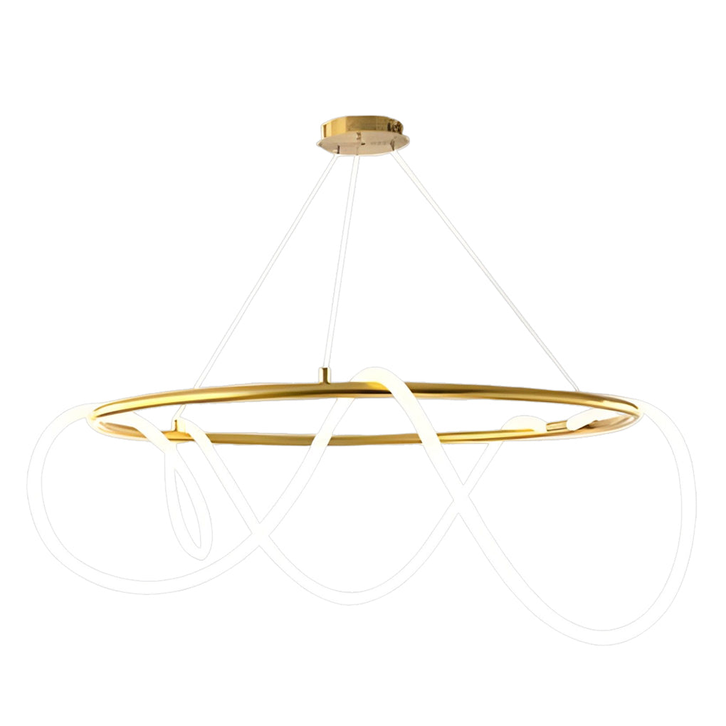 Modern Gold LED Strip Chandelier Adjustable DIY Metal Pendant Light for Living Room and Bedroom