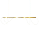 Modern Gold LED Strip Chandelier Adjustable DIY Metal Pendant Light for Living Room and Bedroom