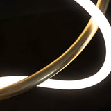 Modern Gold LED Strip Chandelier Adjustable DIY Metal Pendant Light for Living Room and Bedroom