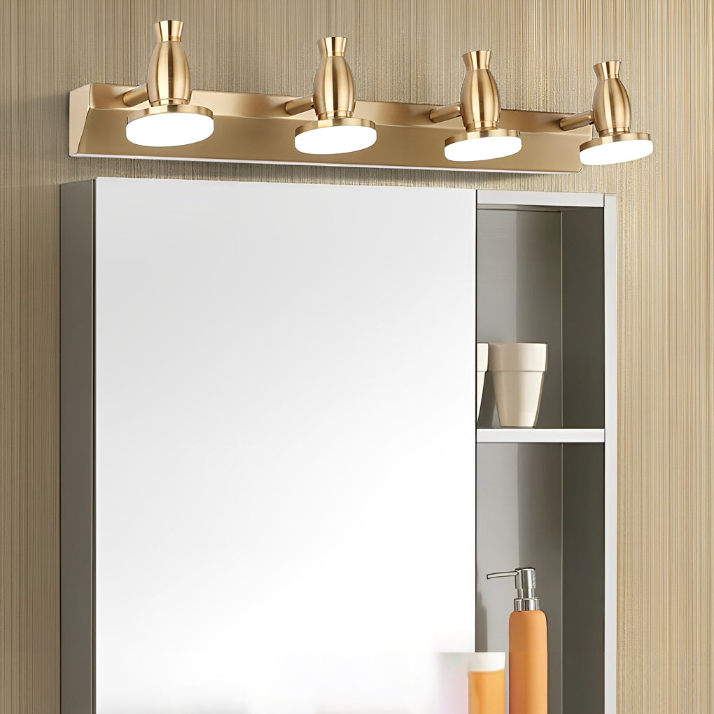Modern Gold LED Vanity Light with 180 Degree Rotatable Heads and Adjustable Bathroom Wall Fixture