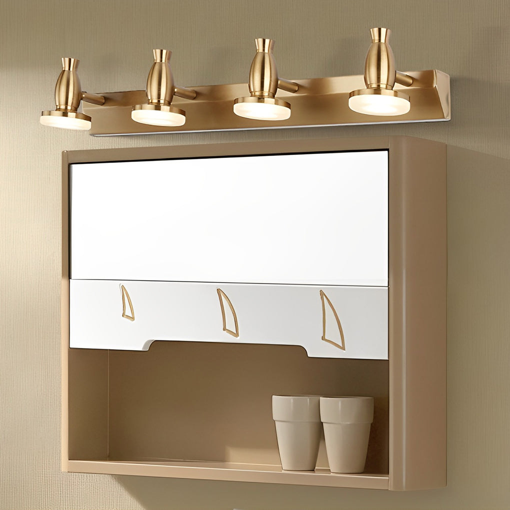 Modern Gold LED Vanity Light with 180 Degree Rotatable Heads and Adjustable Bathroom Wall Fixture