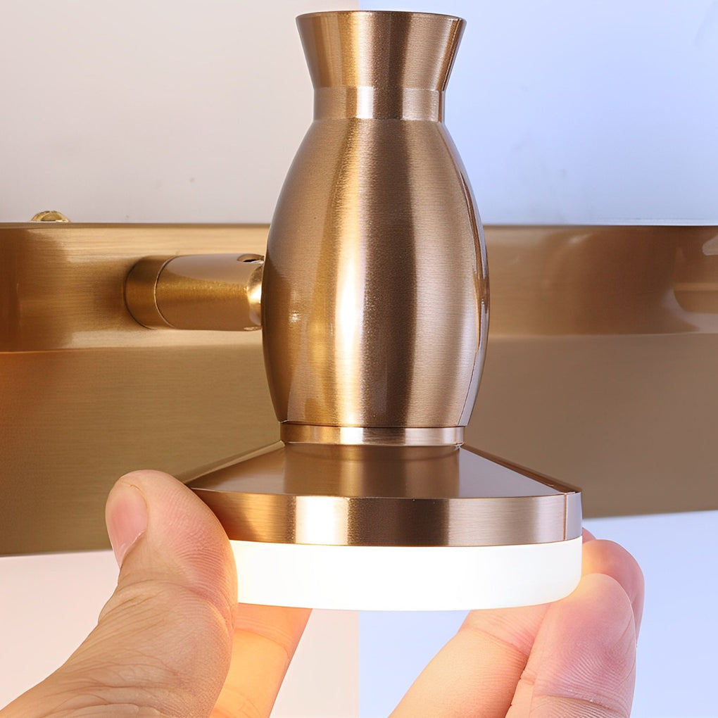 Modern Gold LED Vanity Light with 180 Degree Rotatable Heads and Adjustable Bathroom Wall Fixture