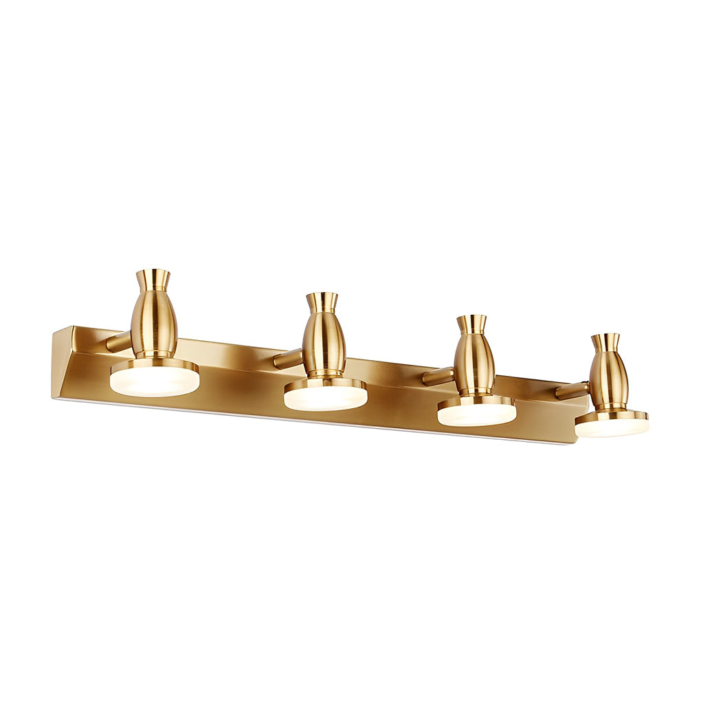 Modern Gold LED Vanity Light with 180 Degree Rotatable Heads and Adjustable Bathroom Wall Fixture
