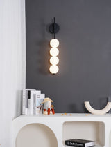 Modern Gold LED Wall Sconce with Hand Blown Opal Glass Globe Spheres