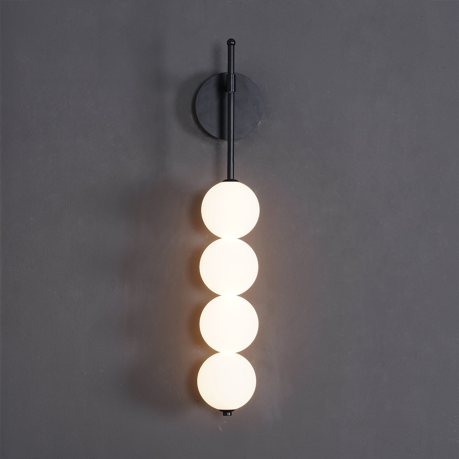 Modern Gold LED Wall Sconce with Hand Blown Opal Glass Globe Spheres
