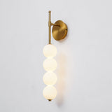 Modern Gold LED Wall Sconce with Hand Blown Opal Glass Globe Spheres