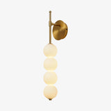Modern Gold LED Wall Sconce with Hand Blown Opal Glass Globe Spheres