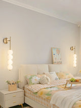 Modern Gold LED Wall Sconce with Hand Blown Opal Glass Globe Spheres