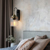Modern Gold LED Wall Sconce with Wavy Glass Shade Elegant Round Funnel Indoor Lighting Fixture