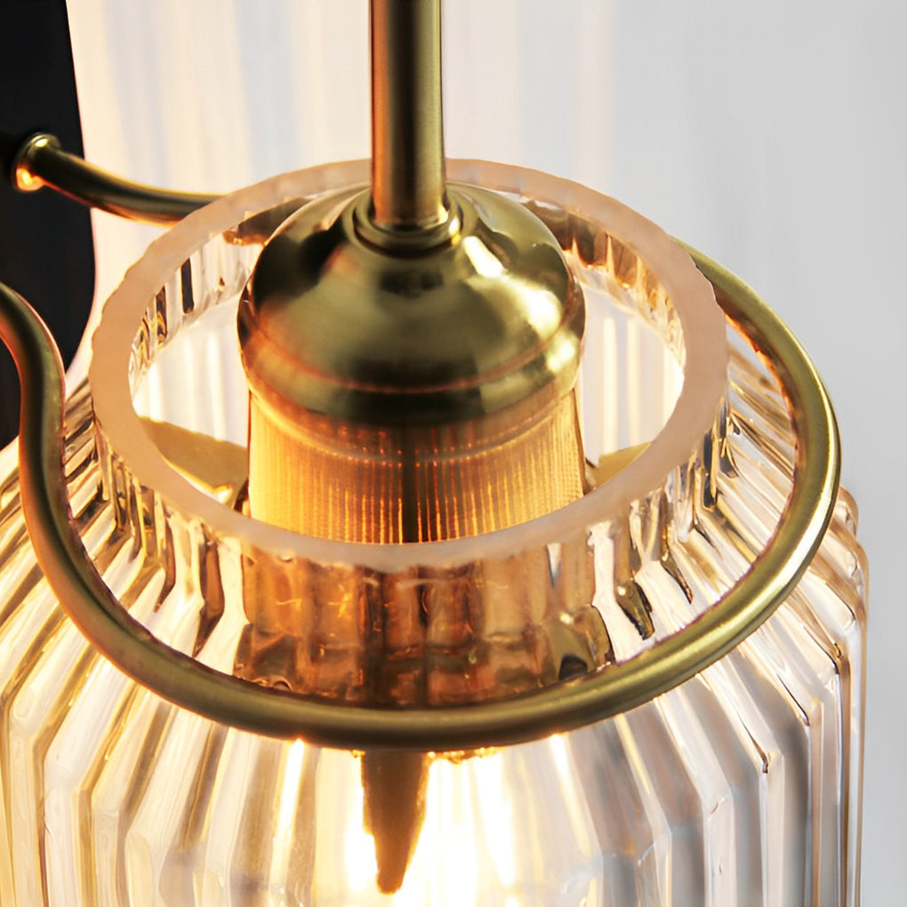 Modern Gold LED Wall Sconce with Wavy Glass Shade Elegant Round Funnel Indoor Lighting Fixture
