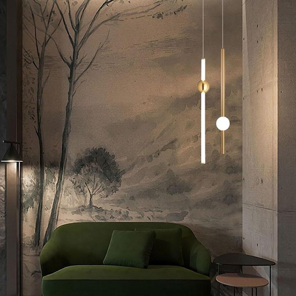 Modern Gold Linear Chandelier with Glass Spherical Shades for Dining Room and Kitchen Island