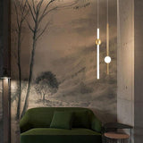 Modern Gold Linear Chandelier with Glass Spherical Shades for Dining Room and Kitchen Island