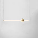 Modern Gold Linear Chandelier with Glass Spherical Shades for Dining Room and Kitchen Island