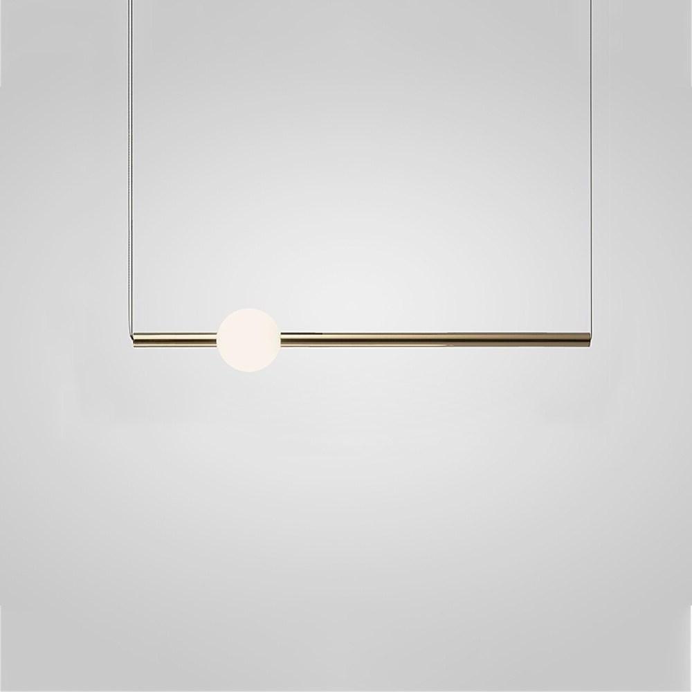 Modern Gold Linear Chandelier with Glass Spherical Shades for Dining Room and Kitchen Island