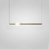 Modern Gold Linear Chandelier with Glass Spherical Shades for Dining Room and Kitchen Island