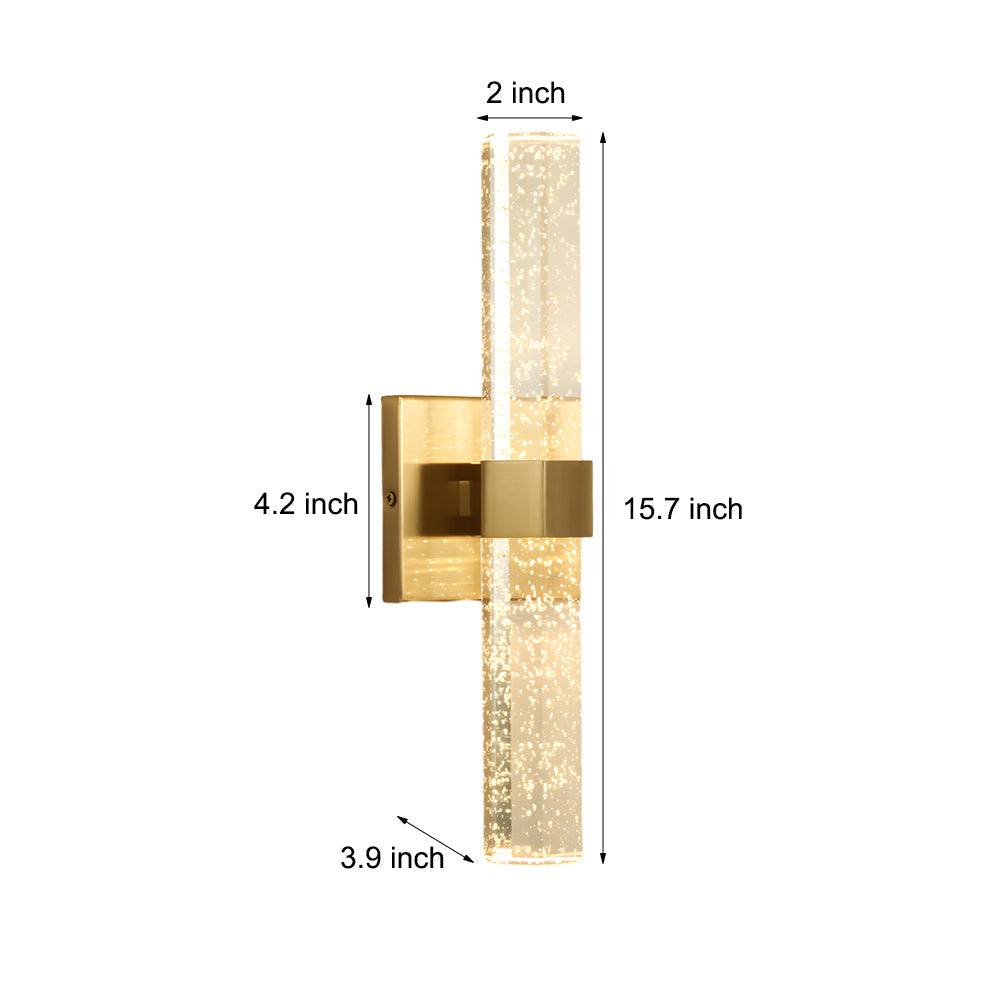 Modern Gold Long Strip Bubble Crystal LED Wall Sconce Up and Down Lighting for Bedroom