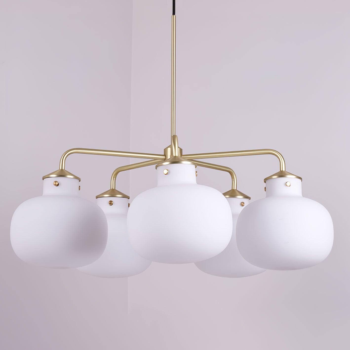 Modern Gold Metal and Opal Glass Globe Pendant Light for Contemporary Interiors
