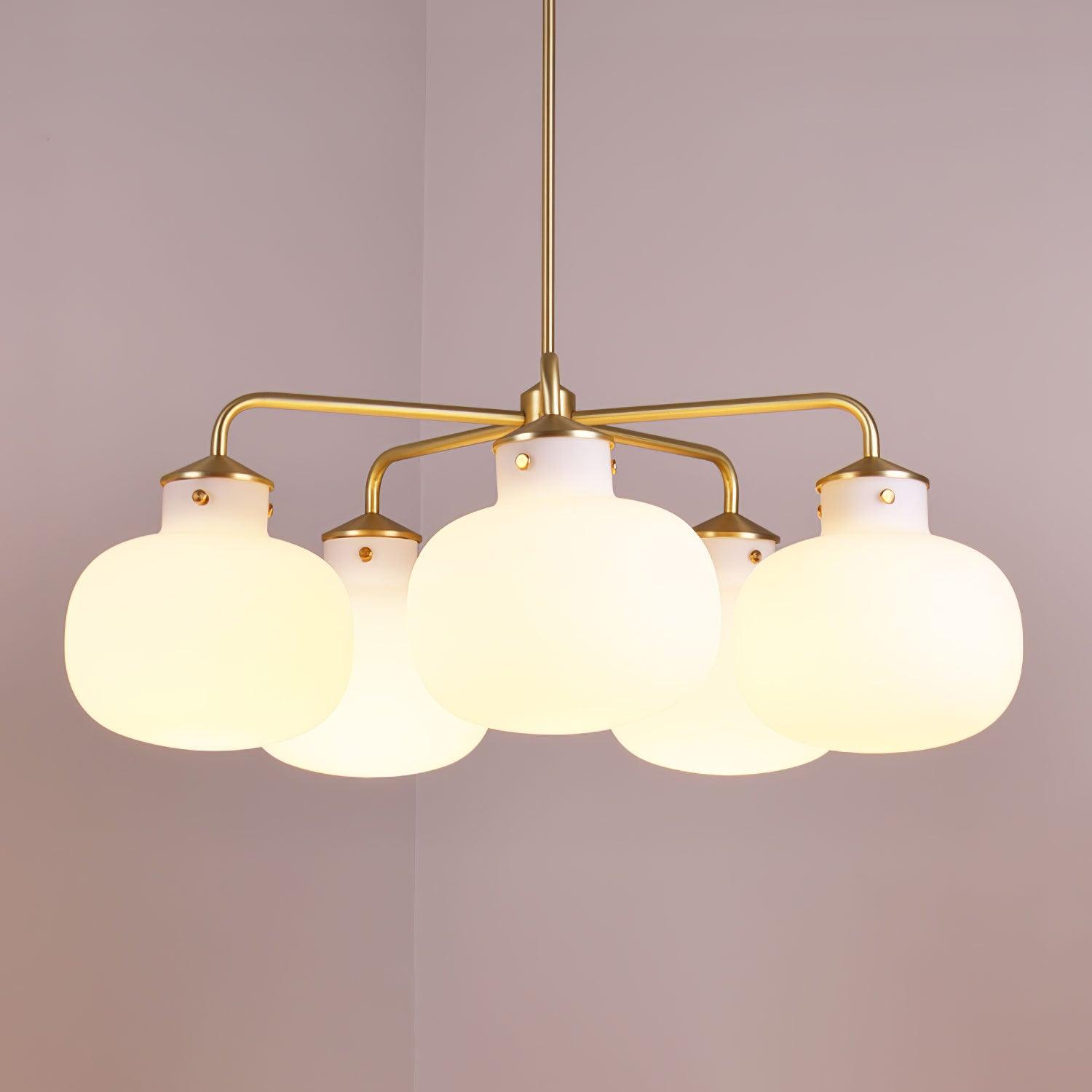 Modern Gold Metal and Opal Glass Globe Pendant Light for Contemporary Interiors