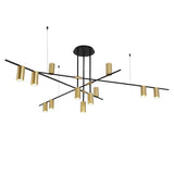 Modern Gold Metal Sputnik Chandelier 12 Light Geometrical Ceiling Pendant Lamp for Living Room
