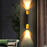 Modern Gold Minimalist Straight Wall Sconce Dual Light Fixture for Bedroom and Hallway