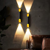 Modern Gold Minimalist Straight Wall Sconce Dual Light Fixture for Bedroom and Hallway