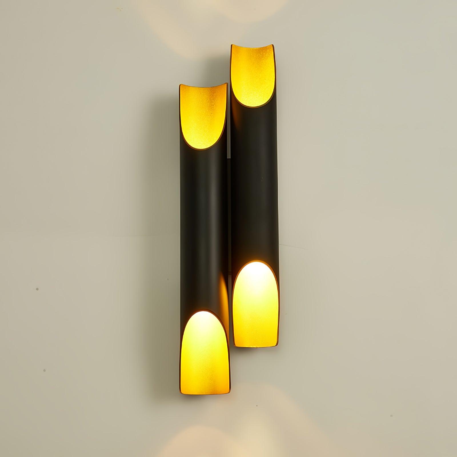 Modern Gold Minimalist Straight Wall Sconce Dual Light Fixture for Bedroom and Hallway