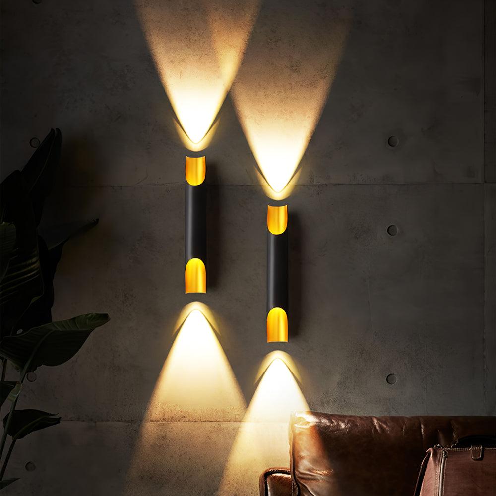 Modern Gold Minimalist Straight Wall Sconce Dual Light Fixture for Bedroom and Hallway