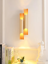 Modern Gold Minimalist Straight Wall Sconce Dual Light Fixture for Bedroom and Hallway