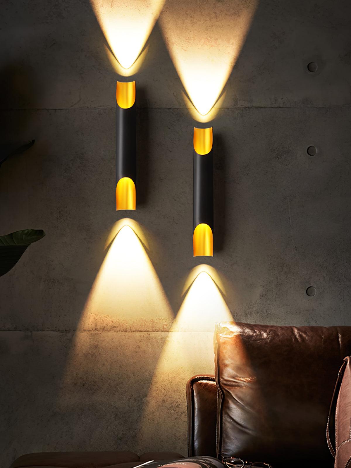 Modern Gold Minimalist Straight Wall Sconce Dual Light Fixture for Bedroom and Hallway