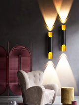 Modern Gold Minimalist Straight Wall Sconce Dual Light Fixture for Bedroom and Hallway