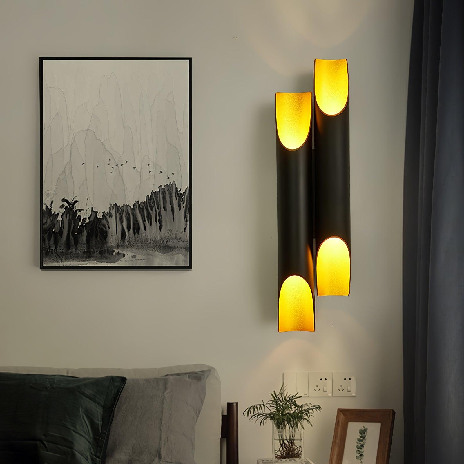 Modern Gold Minimalist Straight Wall Sconce Dual Light Fixture for Bedroom and Hallway