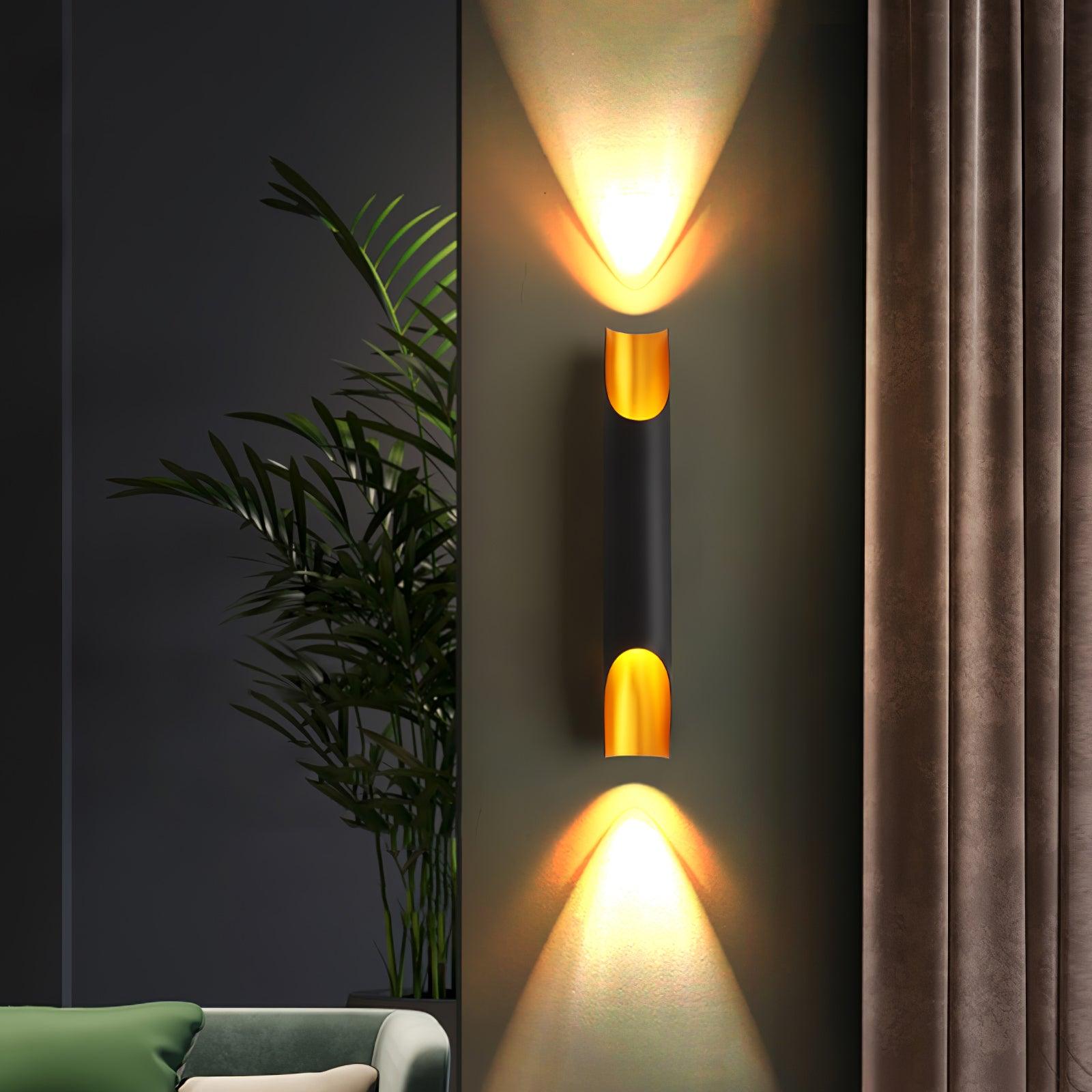 Modern Gold Minimalist Straight Wall Sconce Dual Light Fixture for Bedroom and Hallway