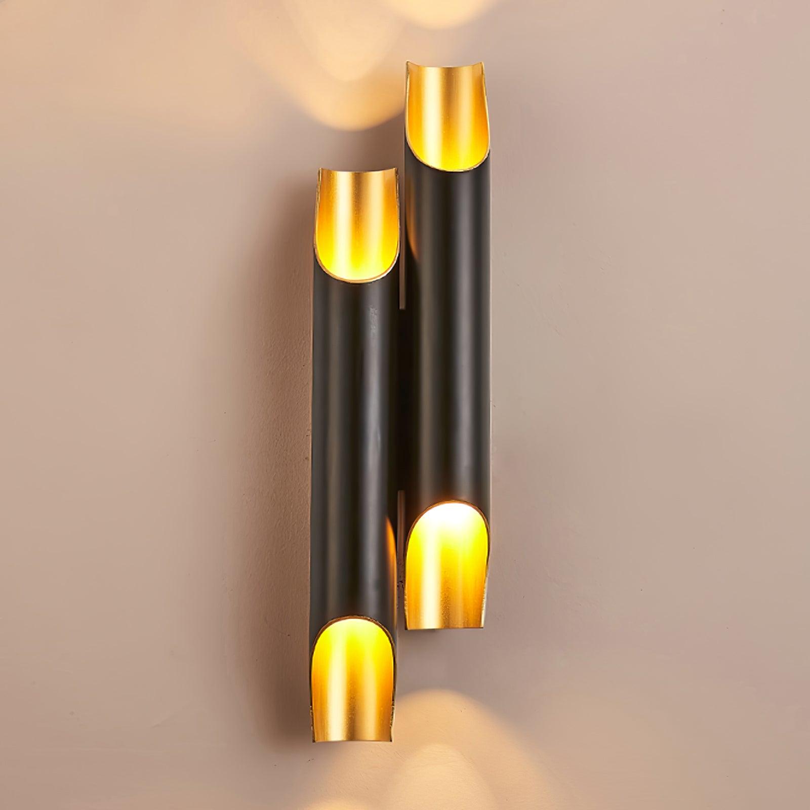Modern Gold Minimalist Straight Wall Sconce Dual Light Fixture for Bedroom and Hallway