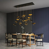 Modern Gold Moon Brass Aviary Constellation LED Chandelier with Metal Shards