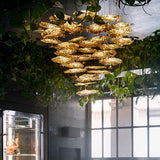 Modern Gold Moon Brass Aviary Constellation LED Chandelier with Metal Shards