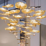 Modern Gold Moon Brass Aviary Constellation LED Chandelier with Metal Shards