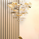 Modern Gold Moon Brass Aviary Constellation LED Chandelier with Metal Shards
