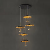 Modern Gold Moon Brass Aviary Constellation LED Chandelier with Metal Shards