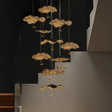 Modern Gold Moon Brass Aviary Constellation LED Chandelier with Metal Shards