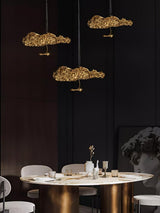Modern Gold Moon Brass Aviary Constellation LED Chandelier with Metal Shards
