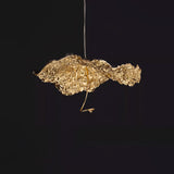 Modern Gold Moon Brass Aviary Constellation LED Chandelier with Metal Shards